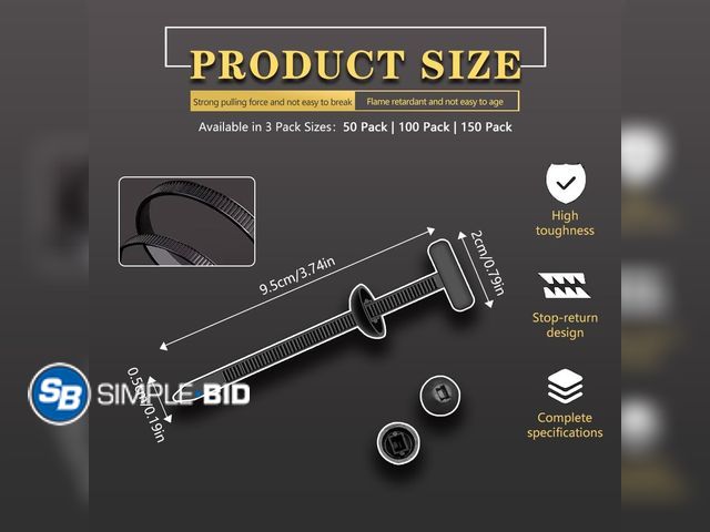 Lot 58-56588 - 50 Pack Cable Tie Buckle Clips for Cars – Universal Nylon Zip Ties with Pin &amp; Button Lock, UV Re...