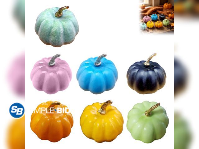 Lot 58-77195 - New WeeWhimsy 12Pcs Artificial Pumpkins Halloween Decoration Rural Farmhouse Foam Pumpkin Season Tha...