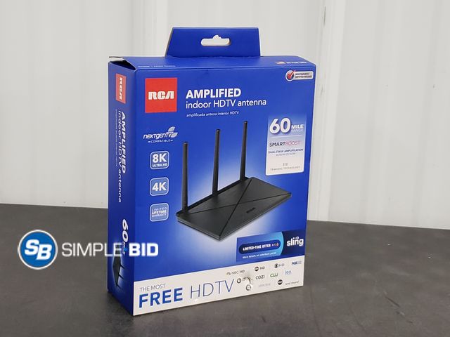 Lot 58-77080 - RCA 60 Mile Antenna RCA Amplified Indoor HDTV Antenna, 60 Mile Range