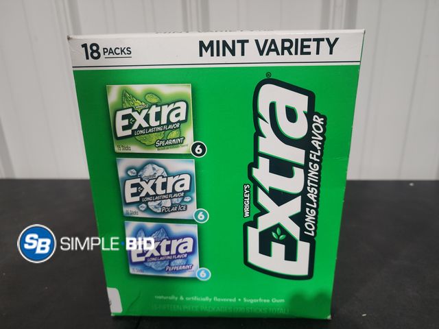 Lot 58-26089 - EXTRA! Mint Variety Long lasting gum - Spearmint - Polar ice - Peppermint - 15 packs - unopened - ea...