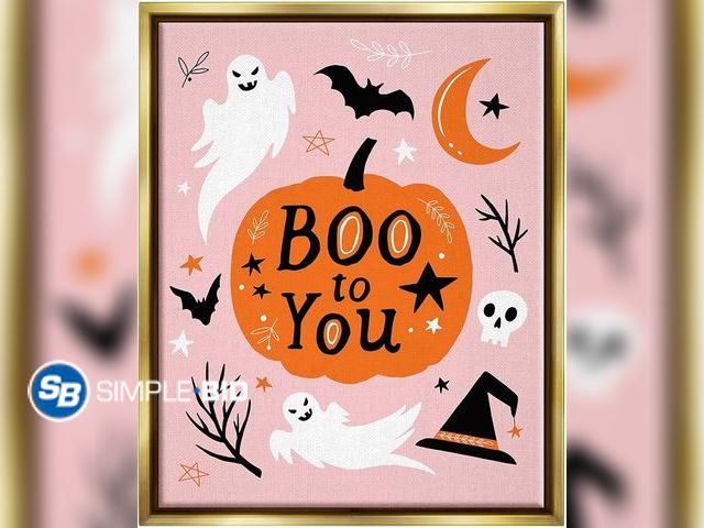 Lot 58-34918 - New Stupell Industries Boo to You Halloween Elements Floating Framed Wall Art, Design by Nina Seven