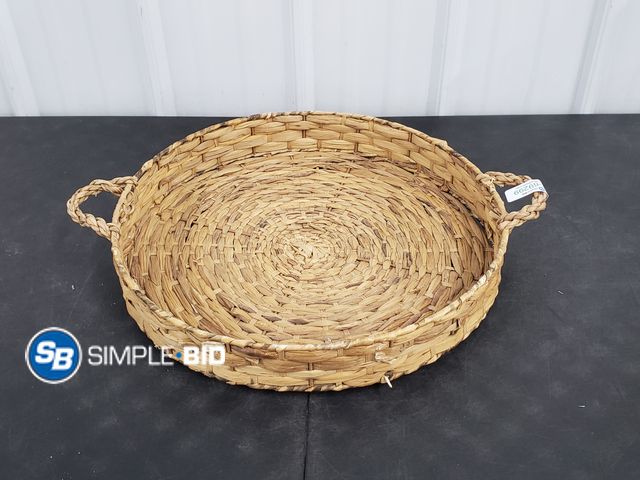 Lot 58-69299 - Decorative Wicker Round Tray with Handles - approx. 18" x 18"