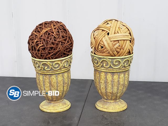 Lot 58-84855 - Lot of (2) Decorative Planter style Vases with Decorative Balls