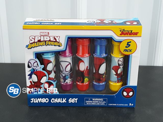 Lot 58-33585 - New Marvel SPIDEY and his amazing friends Jumbo Chalk Set - 5 pack