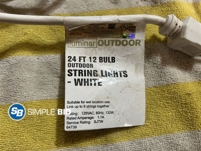 Lot 58-37936 - Luminar 24 ft 12 bulb string of lights for outdoor use