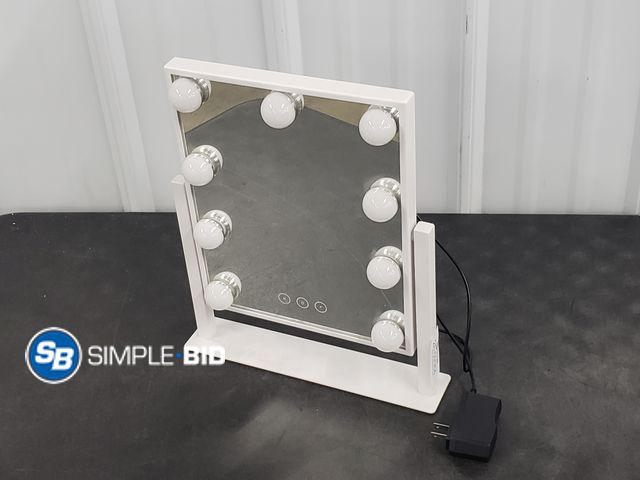 Lot 58-59364 - Light-Up Tiltable Vanity Mirror with Power Supply - Tested /Works