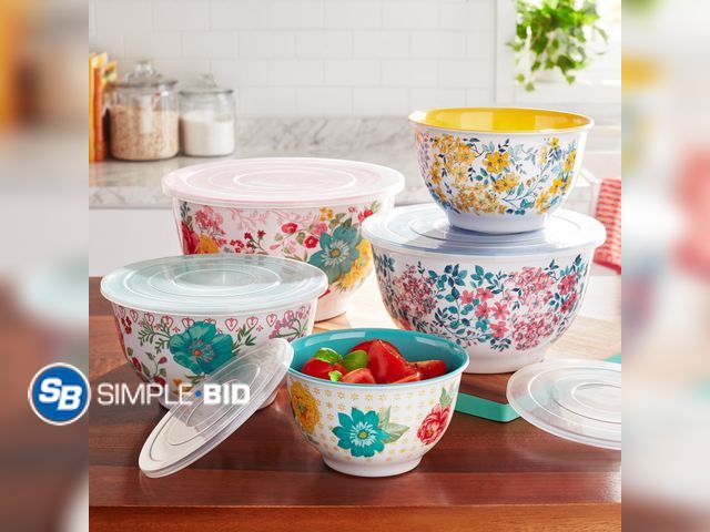 Lot 58-37485 - New The Pioneer Woman 10-Piece Melamine Mixing Bowl Set, Fancy Flourish