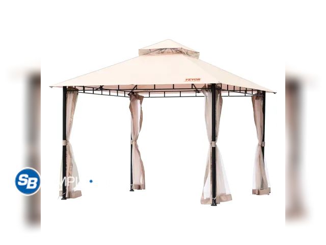 Lot 58-28630 - VEVOR Patio Gazebo for 6-8 Person, 10 x 10 FT Backyard Gazebo, with Mosquito Netting, Metal Frame, a...