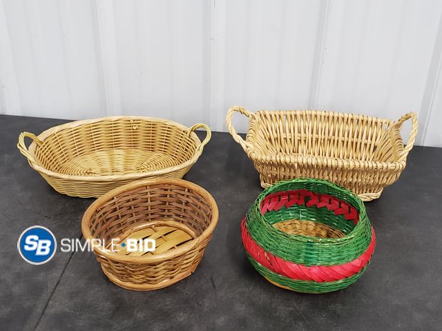 Lot 58-84409 - Lot of (4) Various Wood Baskets