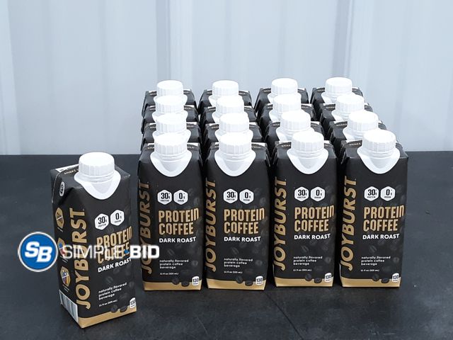 Lot 58-37763 - JOYBURST! Lot of (17) 	JoyBurst Protein COFFEE Dark Roast 16 pack 11 fl oz each - unopened - out of ...