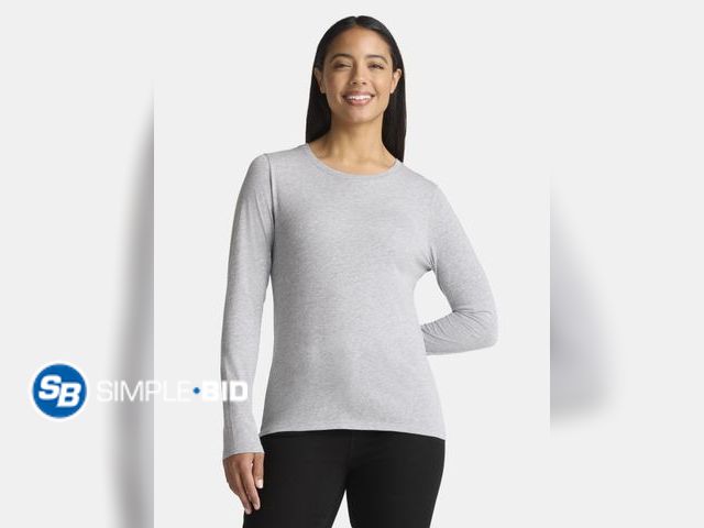 Lot 58-72188 - New Time and Tru Women's Cotton Crewneck Tee with Long Sleeves, Size XL