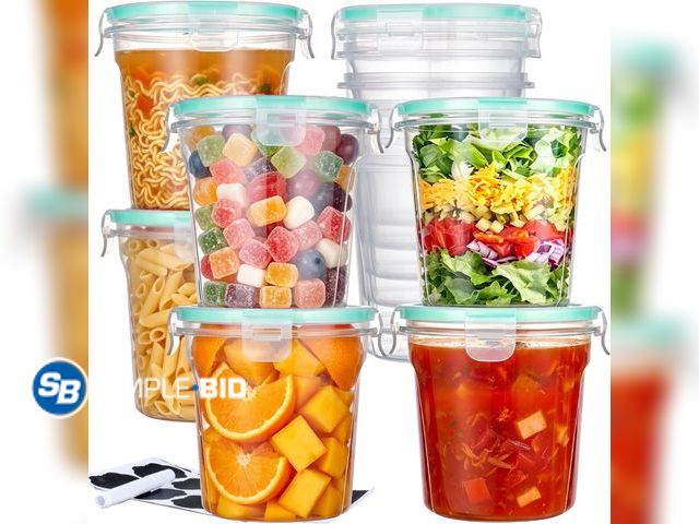 Lot 58-74312 - New Vtopmart 6 Pack 24oz Soup Containers with Airtight Lids, Deli Containers for Take-out, Plastic F...