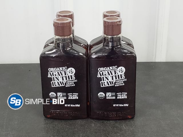 Lot 58-74081 - Lot of (4) Agave In The Raw Organic Agave Nectar, Liquid, 18.5 oz, Bottle - unopened