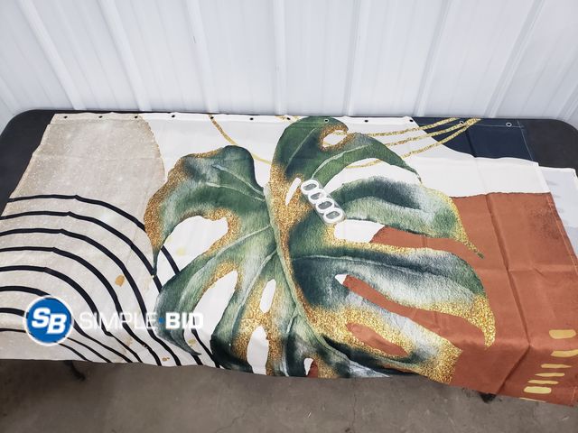 Lot 58-53711 - Decorative Shower Curtain with Hooks