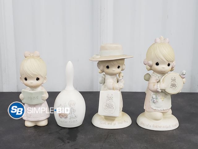 Lot 58-75886 - Lot of (4) Precious Moments 1984-1988- (Seek and Ye Shall Find, Birds of a Feather Collect Together,...