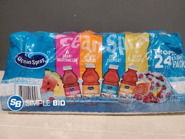 Lot 58-30828 - OCEAN SPRAY! Tropical Variety pack 24 pack - Cran watermelon - cran mango - cran tropical - cran pin...