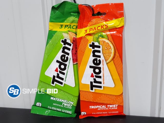 Lot 58-17624 - Lot of (2) 3 Pack Trident Gum Various Flavors