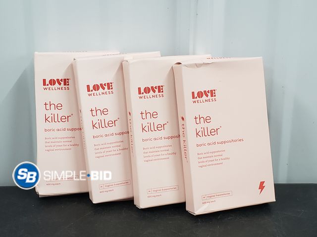 Lot 58-31071 - Lot of (4) Love Wellness The Killer Boric Acid Vaginal Suppositories - unopened