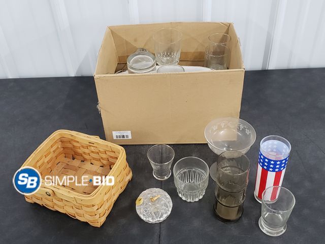 Lot 58-30445 - Box full of Various Glasses, decor and More