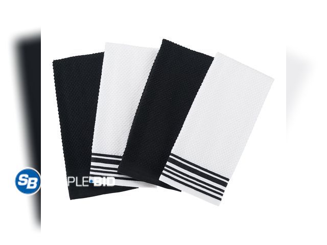 Lot 58-38042 - New Mainstays 4-Pack 16”x26” Woven Kitchen Towel Set, Rich Black