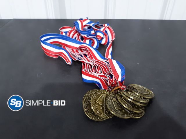 Lot 58-21643 - Lot of (10) New Lacrosse Gold Medals with Neck Ribbons