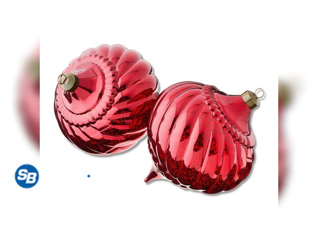 Lot 58-52859 - CHRISTMAS IN JULY! New My Texas House 2 Count Red Mercury Glass-Style Finial Shatterproof Christmas ...