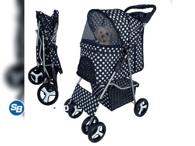 Lot 58-35206 - New Small Dog Stroller, Pet Stroller for Small Dogs Cats with Storage Basket Cup Holder, up to 33lbs...