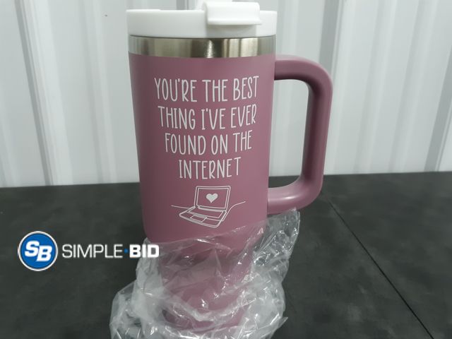 Lot 58-30245 - Large Stainless Steel Insulated Cup with handle and Straw