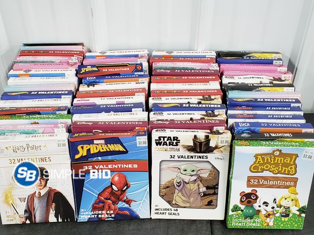 Lot 58-59683 - Lot of (50) Packages of VALENTINES Cards with Heart Seals - unopened / various themes