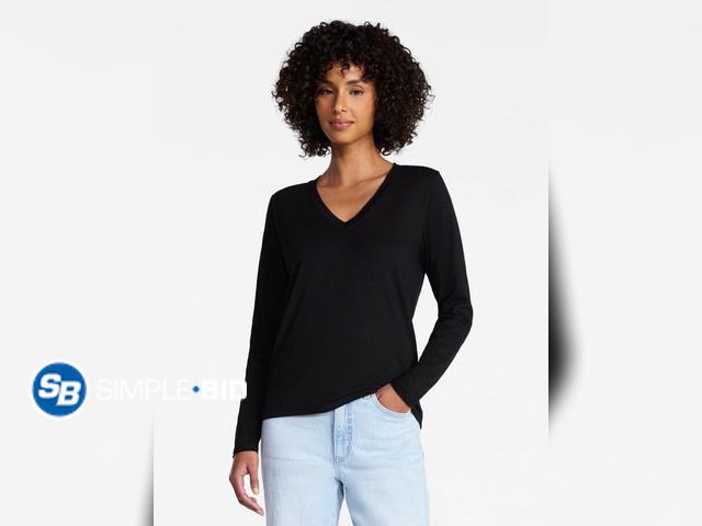 Lot 58-72150 - New Time and Tru Women's Slub V-Neck Tee with Long Sleeves, Size L
