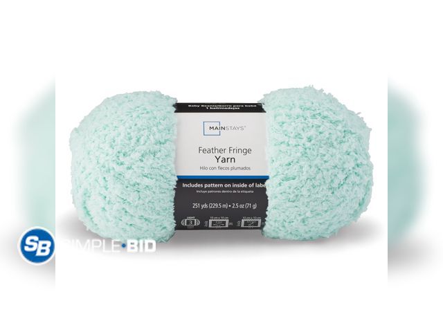 Lot 58-36241 - Lot of (3) New Mainstays Feather Fringe Light 100% Polyester Blue Yarn, 251 yd