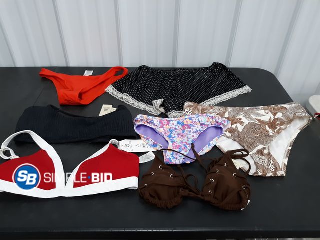 Lot 58-67985 - Box of Various Size Bathing Suit Tops or Bottoms - All Unused