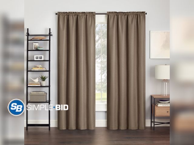 Lot 58-34813 - Eclipse Samara Solid Color Blackout Rod Pocket Single Curtain Panel, Toffee, 42" W x 84" L - appears...
