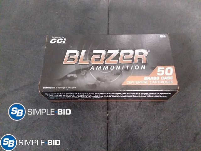 Lot 58-37448 - Blazer Ammunition 50 Brass Case Centerfire Cartridges 9mm Luger 124gr FMJ