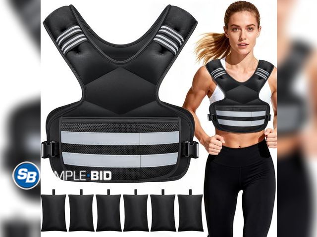 Lot 58-60016 - New Adjustable Weighted Vest for Women and Men, 8lb Rucking Vest with 6 Ironsand Bags, Storage Pocke...