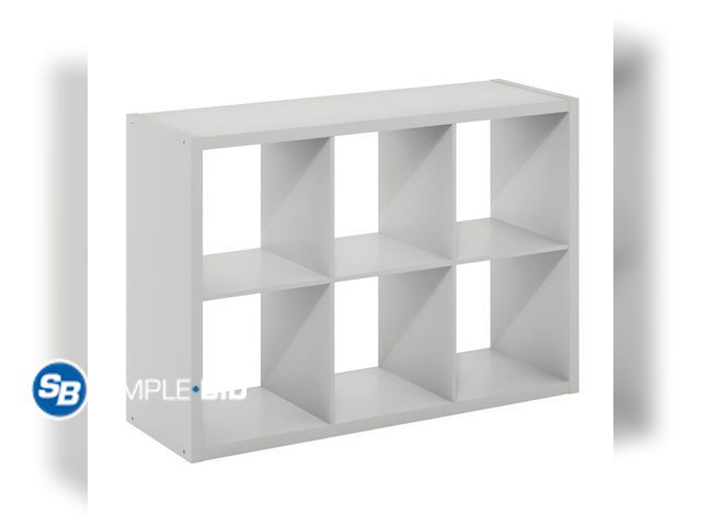 Lot 58-35196 - New Furinno Cubicle Open Back Decorative Cube Storage Organizer, 6-Cube, Light Grey