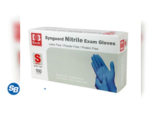 Lot 58-29528 - New Nitrile Exam Gloves, Latex-Free, Blue, Small, Each (100 pieces per box)