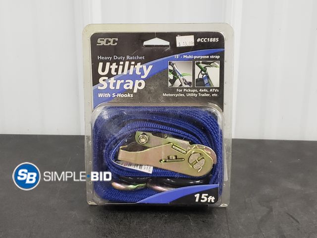 Lot 58-77038 - SCC Heavy Duty Ratchet Utility Strap with S Hooks 15Ft - New