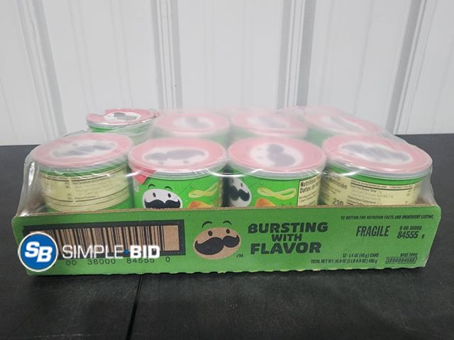 Lot 58-26162 - PRINGLES! Case of 11 Sour Cream and onion Pringles 1.3 oz cans - unopened - best by 5/26