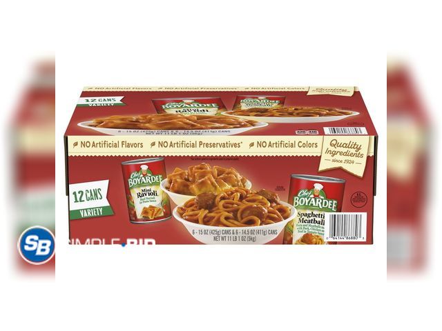 Lot 58-67961 - Chef Boyardee Variety Pack Spaghetti And Meatballs Mini Ravioli, 15 oz 12 cans - BB 9/2026