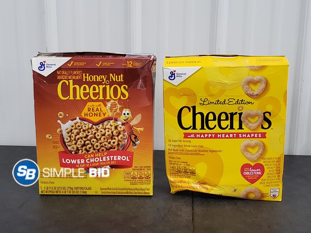 Lot 58-77302 - Lot of (2) Boxes of CHEERIOS -- (1) Regular (1) Honey Nut Cheerios - unopened - expired
