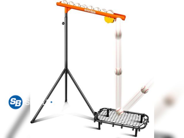 Lot 58-32006 - New Baseball Auto Soft Toss Trainer with Rebound Net - Adjustable Height 52"-72", 8-Ball Capacity, 6...