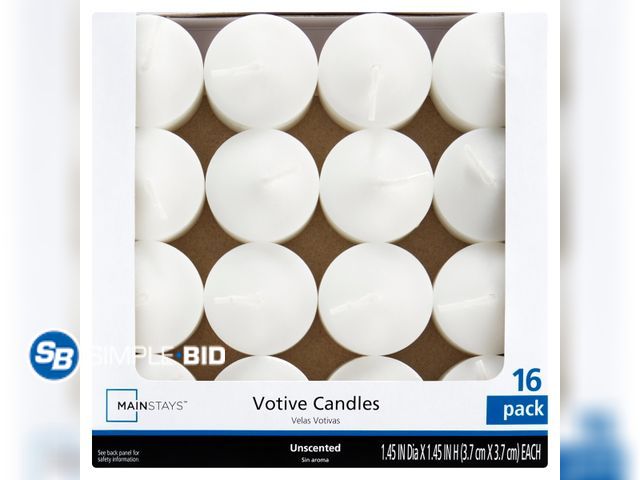 Lot 58-60822 - New Mainstays Unscented Votive Candles, White, 16 Count