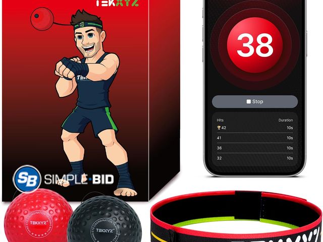Lot 58-74314 - New TEKXYZ® Reflex Ball with Counter App &amp; Online Community, 2 Difficulty Levels Boxing Ball wit...