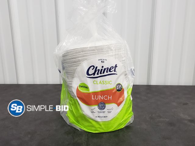 Lot 58-41471 - Chinet Classic LUNCH paper plates 225 8 3/4" - open package - mostly full