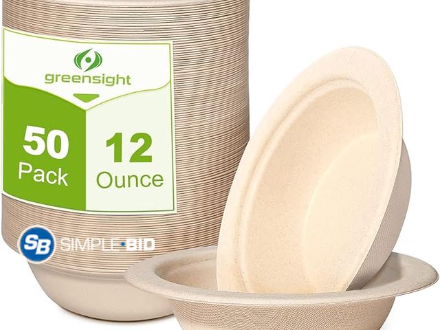Lot 58-26638 - New 12oz Small Paper Bowls Disposable, 50 Pack Compostable Bowls, Eco-Friendly Biodegradable Bowls M...