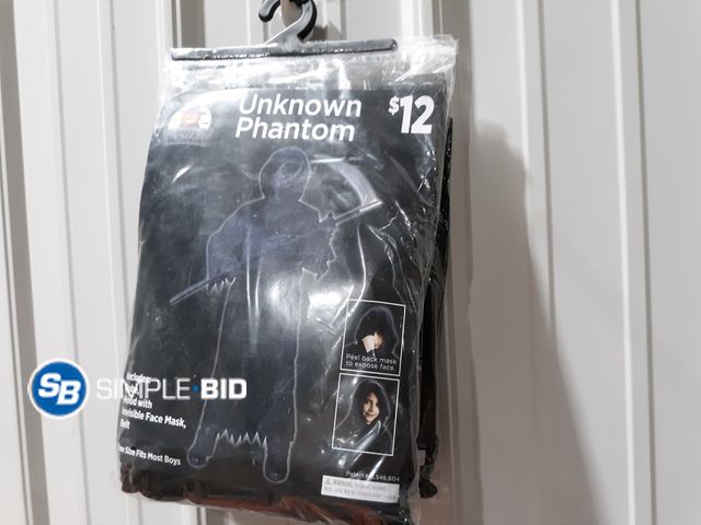Lot 58-32675 - Lot of (2) New Unknown Phantom Costumes -- includes Robe, hood with invisible face mask, belt - OSFM