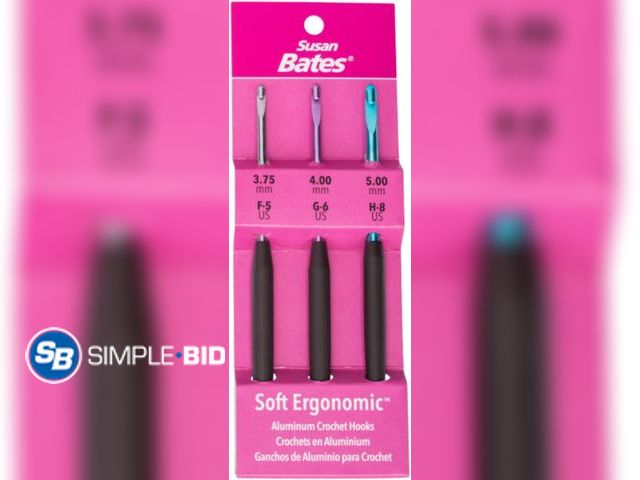 Lot 58-26349 - New Susan Bates Silvalume Soft Ergonomic Crochet Hook Set-Sizes F5/3.75mm, G6/4mm, And H8/5mm 12693