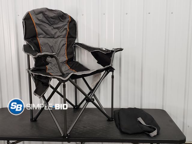 Lot 58-84104 - Black/Grey Fold up Camp Chair with Carry Bag