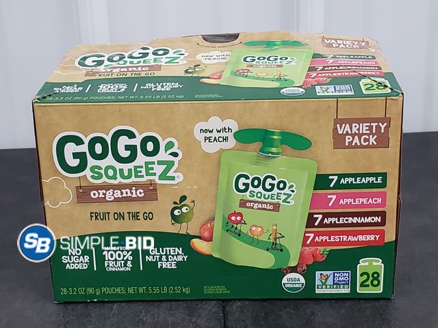 Lot 58-37881 - GOGO Squeez Organic Fruit on the go - apple apple - apple cinnamon - apple strawberry - apple peach ...